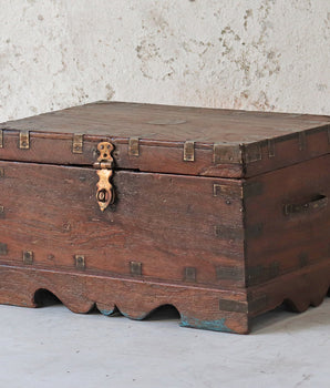 Antique Wooden Merchant's Chest Secret Compartment