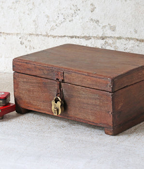 Rustic Vintage Teak Spice Box