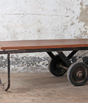 Vintage Upcycled Trolley Bench Table