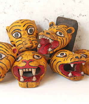 Old Wooden Tiger's Head - Small