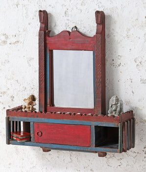 Vintage Red Wall Mirror