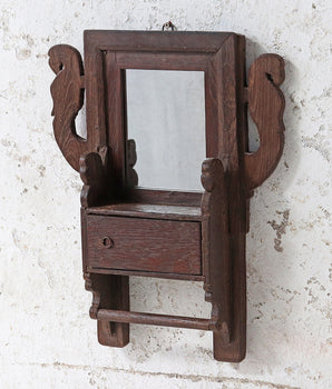 Vintage Teak Wall Mirror Cabinet