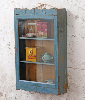 Large Old Blue Wall Cabinet