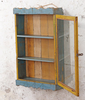 Large Old Blue Wall Cabinet