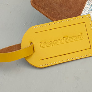 Yellow Leather Luggage Tag