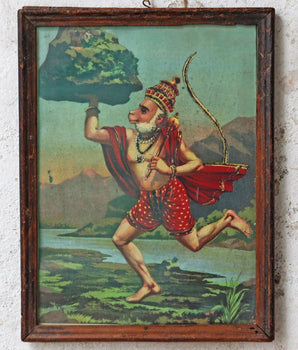 Vintage Ravi Varma Print - Hanuman