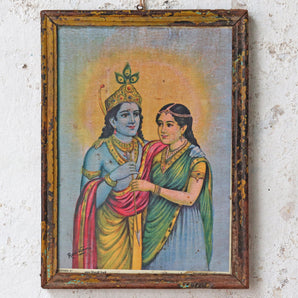 Vintage Ravi Varma Print - Sri Ram and Sita