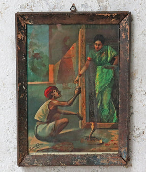 Vintage Print by Naag Pujan By Ravi Varma