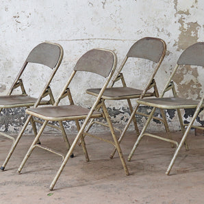 Silver Vintage Folding Chairs Set Of 12