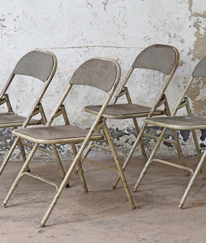 Silver Vintage Folding Chairs Set Of 12