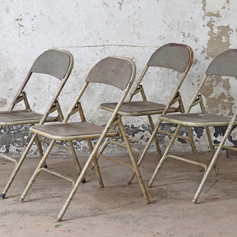 Silver Vintage Folding Chairs Set Of 12